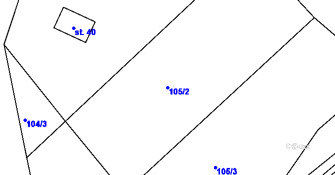 Parcela st. 105/2 v KÚ Trpišovice, Katastrální mapa