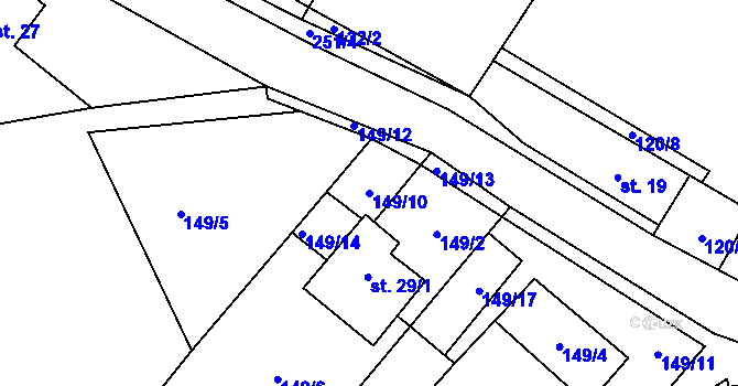Parcela st. 149/10 v KÚ Trpišovice, Katastrální mapa
