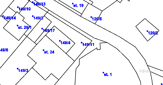 Parcela st. 149/11 v KÚ Trpišovice, Katastrální mapa