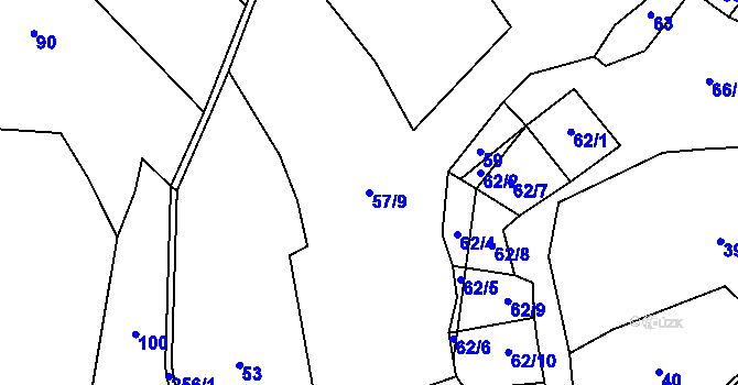 Parcela st. 57/9 v KÚ Trpišovice, Katastrální mapa