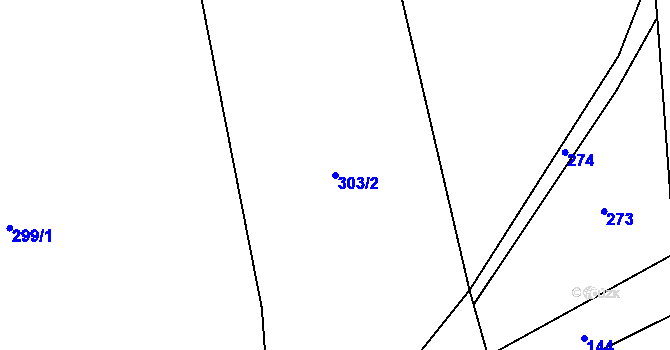 Parcela st. 303/2 v KÚ Trpišovice, Katastrální mapa
