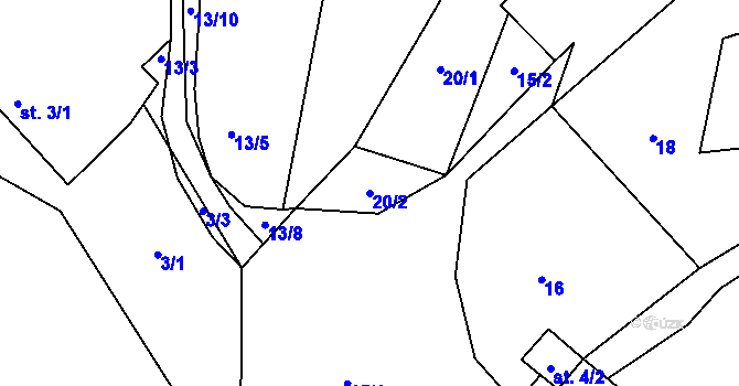 Parcela st. 20/2 v KÚ Trpišovice, Katastrální mapa