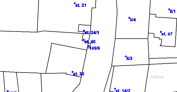Parcela st. 149/6 v KÚ Trpoměchy, Katastrální mapa