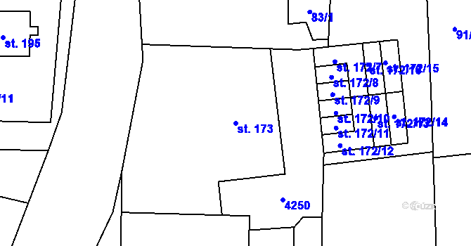 Parcela st. 173 v KÚ Trstěnice u Mariánských Lázní, Katastrální mapa