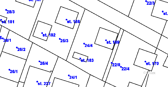 Parcela st. 24/4 v KÚ Trstěnice u Mariánských Lázní, Katastrální mapa