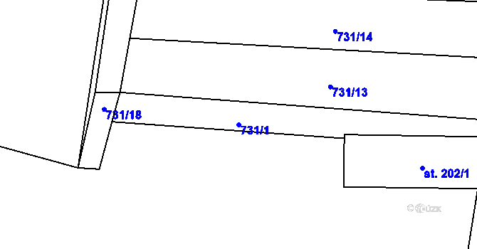 Parcela st. 731/1 v KÚ Trstěnice u Mariánských Lázní, Katastrální mapa