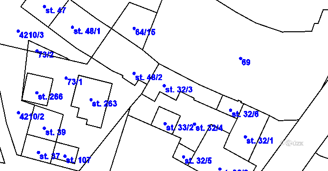 Parcela st. 32/3 v KÚ Trstěnice u Mariánských Lázní, Katastrální mapa