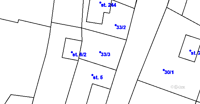 Parcela st. 33/3 v KÚ Trstěnice u Mariánských Lázní, Katastrální mapa