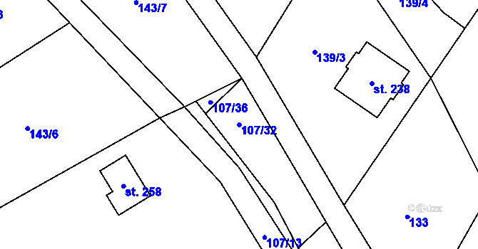 Parcela st. 107/32 v KÚ Trstěnice u Mariánských Lázní, Katastrální mapa