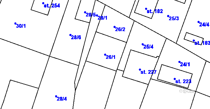 Parcela st. 26/1 v KÚ Trstěnice u Mariánských Lázní, Katastrální mapa