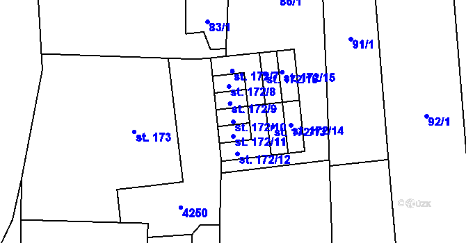 Parcela st. 172/10 v KÚ Trstěnice u Mariánských Lázní, Katastrální mapa