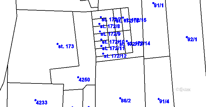 Parcela st. 172/12 v KÚ Trstěnice u Mariánských Lázní, Katastrální mapa