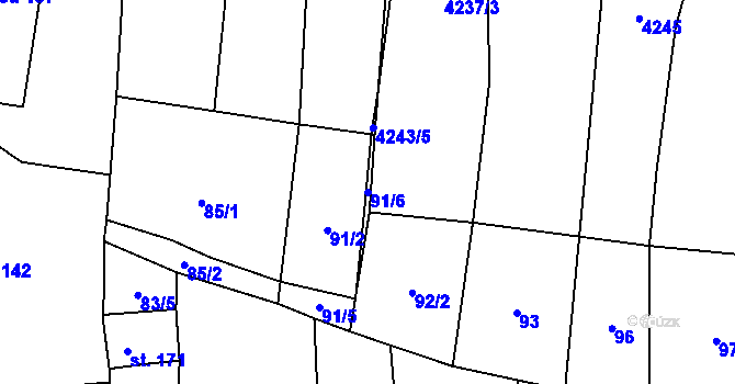 Parcela st. 91/6 v KÚ Trstěnice u Mariánských Lázní, Katastrální mapa