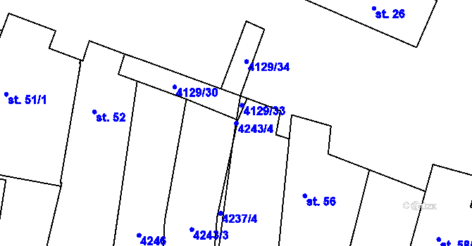 Parcela st. 4243/4 v KÚ Trstěnice u Mariánských Lázní, Katastrální mapa