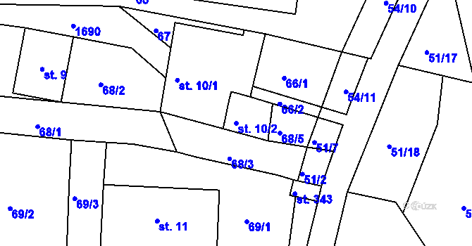Parcela st. 10/2 v KÚ Trstěnice u Litomyšle, Katastrální mapa