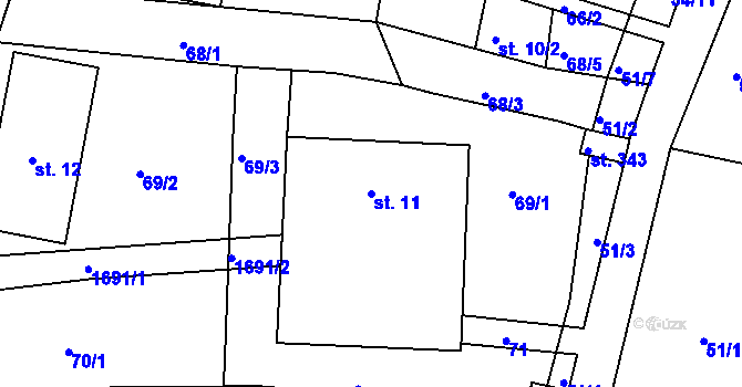 Parcela st. 11 v KÚ Trstěnice u Litomyšle, Katastrální mapa