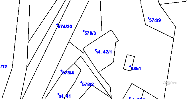 Parcela st. 42/1 v KÚ Trstěnice u Litomyšle, Katastrální mapa