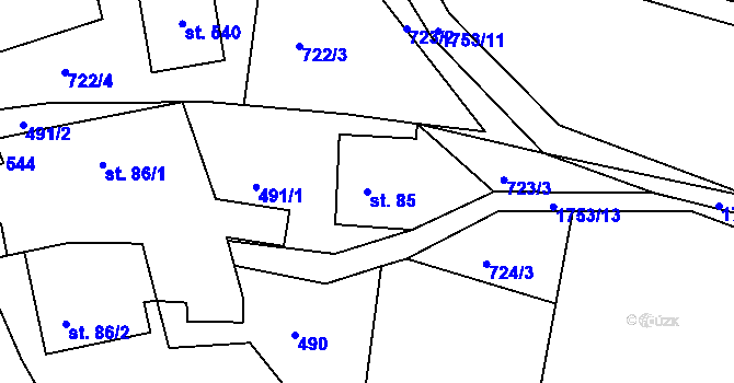 Parcela st. 85 v KÚ Trstěnice u Litomyšle, Katastrální mapa