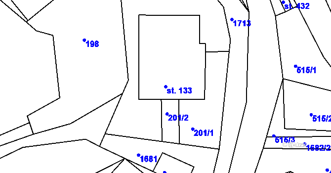 Parcela st. 133 v KÚ Trstěnice u Litomyšle, Katastrální mapa