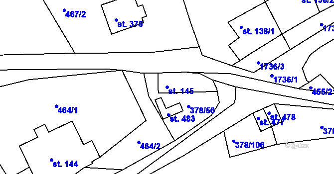 Parcela st. 145 v KÚ Trstěnice u Litomyšle, Katastrální mapa