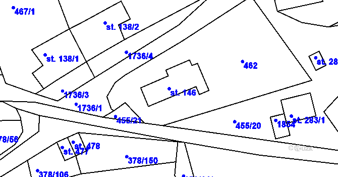Parcela st. 146 v KÚ Trstěnice u Litomyšle, Katastrální mapa