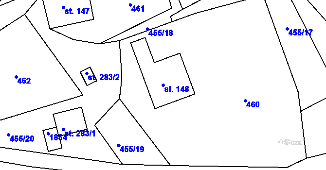 Parcela st. 148 v KÚ Trstěnice u Litomyšle, Katastrální mapa