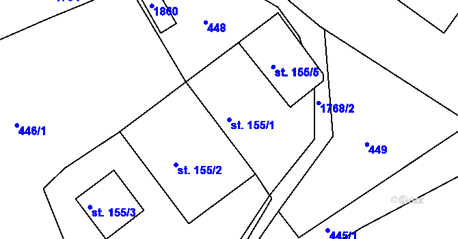 Parcela st. 155/1 v KÚ Trstěnice u Litomyšle, Katastrální mapa