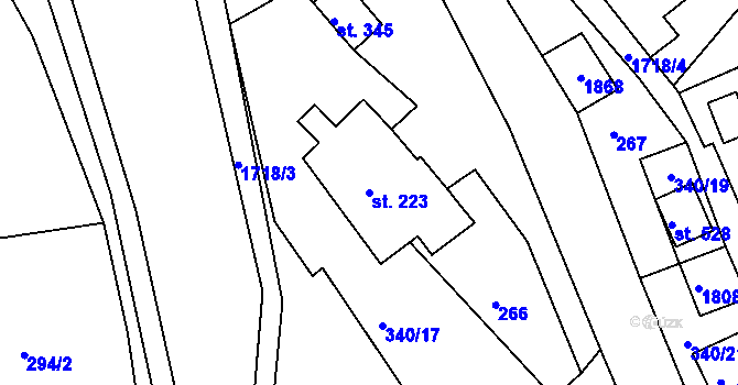 Parcela st. 223 v KÚ Trstěnice u Litomyšle, Katastrální mapa