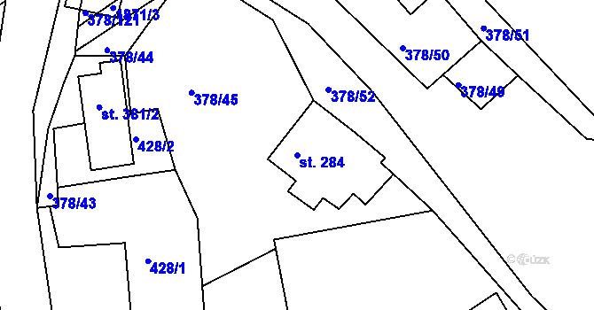 Parcela st. 284 v KÚ Trstěnice u Litomyšle, Katastrální mapa