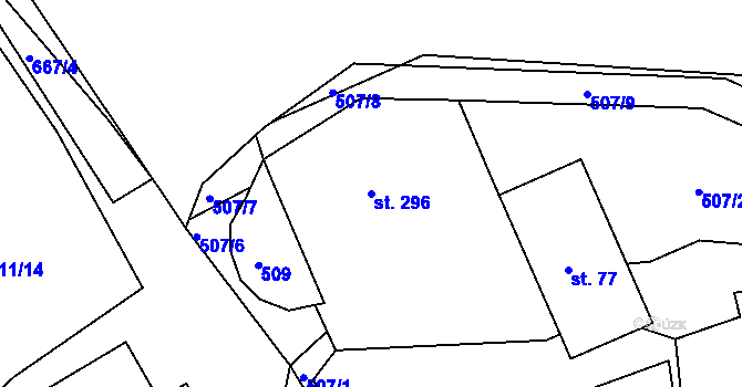 Parcela st. 296 v KÚ Trstěnice u Litomyšle, Katastrální mapa
