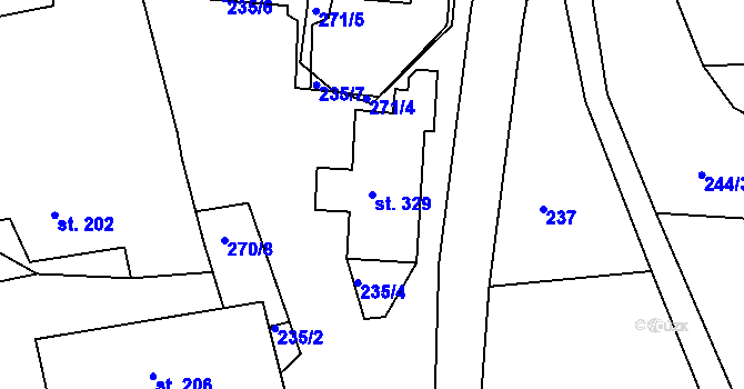 Parcela st. 329 v KÚ Trstěnice u Litomyšle, Katastrální mapa