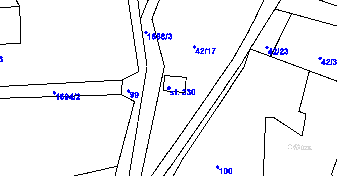 Parcela st. 330 v KÚ Trstěnice u Litomyšle, Katastrální mapa