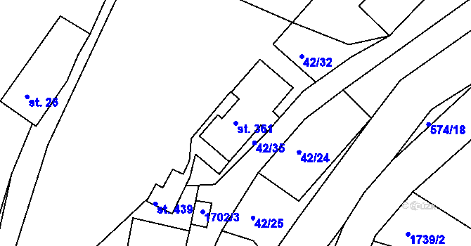 Parcela st. 361 v KÚ Trstěnice u Litomyšle, Katastrální mapa