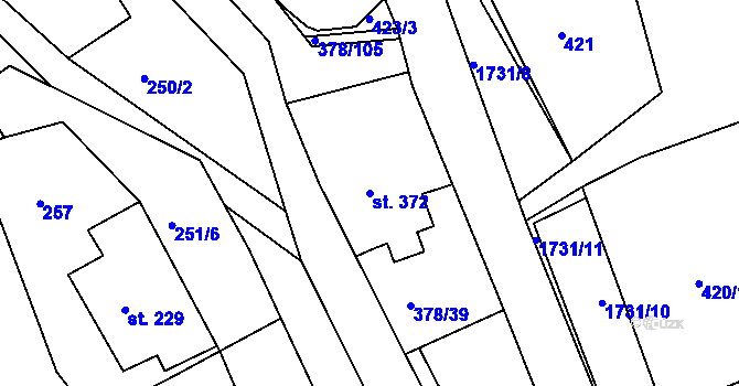 Parcela st. 372 v KÚ Trstěnice u Litomyšle, Katastrální mapa