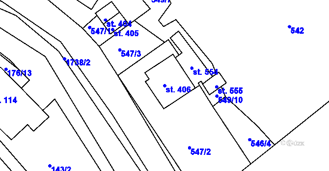 Parcela st. 406 v KÚ Trstěnice u Litomyšle, Katastrální mapa