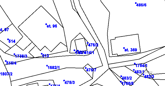 Parcela st. 414 v KÚ Trstěnice u Litomyšle, Katastrální mapa