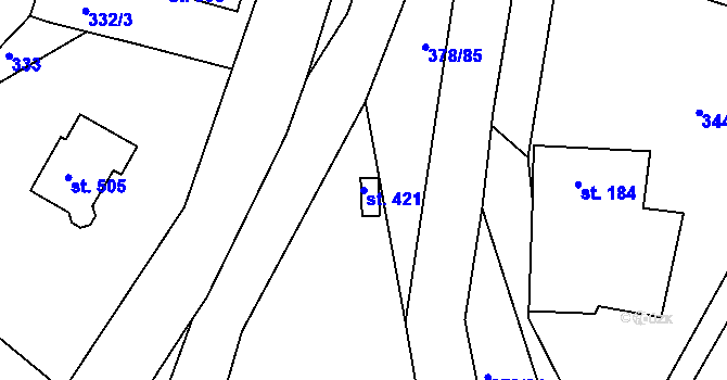 Parcela st. 421 v KÚ Trstěnice u Litomyšle, Katastrální mapa
