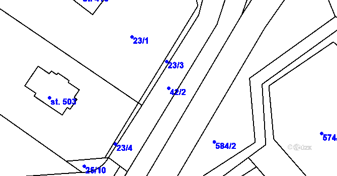 Parcela st. 42/2 v KÚ Trstěnice u Litomyšle, Katastrální mapa