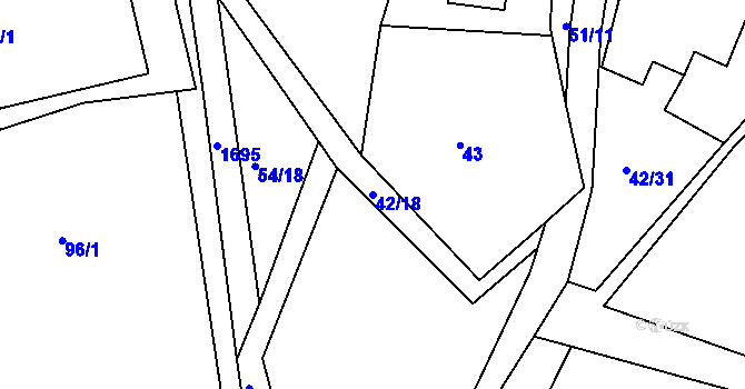 Parcela st. 42/18 v KÚ Trstěnice u Litomyšle, Katastrální mapa