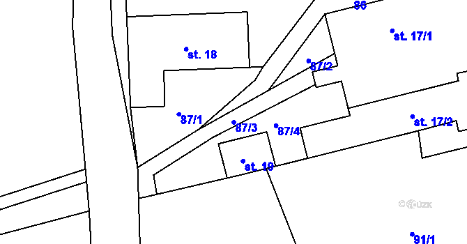 Parcela st. 87/3 v KÚ Trstěnice u Litomyšle, Katastrální mapa
