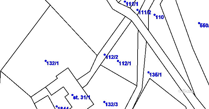 Parcela st. 112/2 v KÚ Trstěnice u Litomyšle, Katastrální mapa