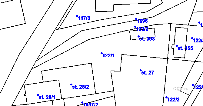 Parcela st. 122/1 v KÚ Trstěnice u Litomyšle, Katastrální mapa