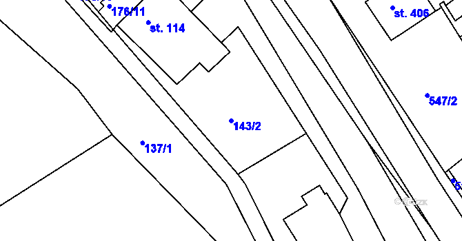Parcela st. 143/2 v KÚ Trstěnice u Litomyšle, Katastrální mapa