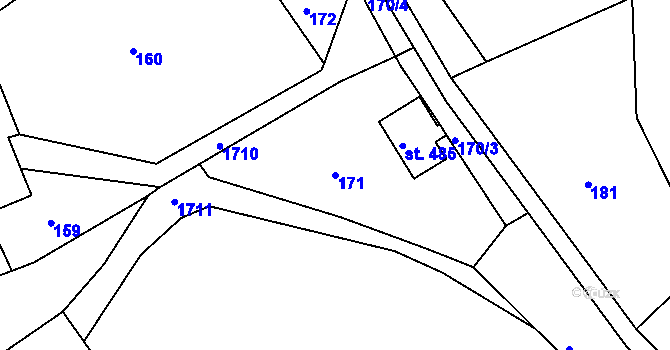 Parcela st. 171 v KÚ Trstěnice u Litomyšle, Katastrální mapa