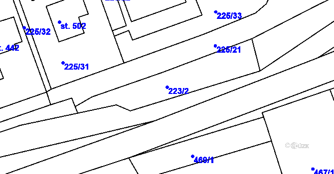 Parcela st. 223/2 v KÚ Trstěnice u Litomyšle, Katastrální mapa