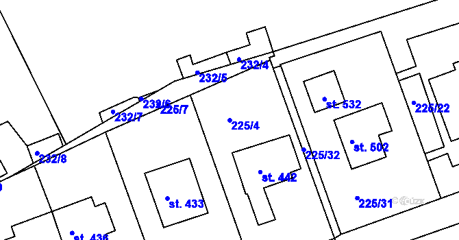 Parcela st. 225/4 v KÚ Trstěnice u Litomyšle, Katastrální mapa