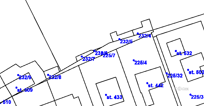 Parcela st. 225/7 v KÚ Trstěnice u Litomyšle, Katastrální mapa