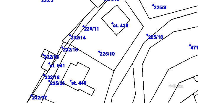 Parcela st. 225/10 v KÚ Trstěnice u Litomyšle, Katastrální mapa