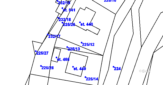 Parcela st. 225/12 v KÚ Trstěnice u Litomyšle, Katastrální mapa