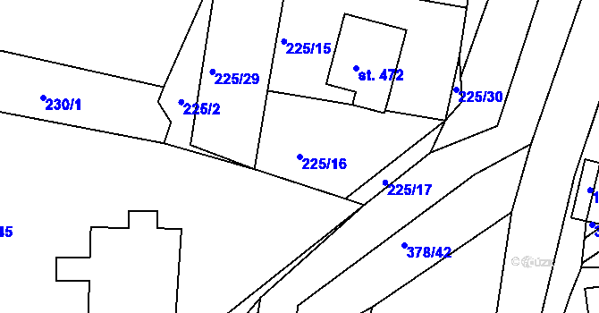 Parcela st. 225/16 v KÚ Trstěnice u Litomyšle, Katastrální mapa
